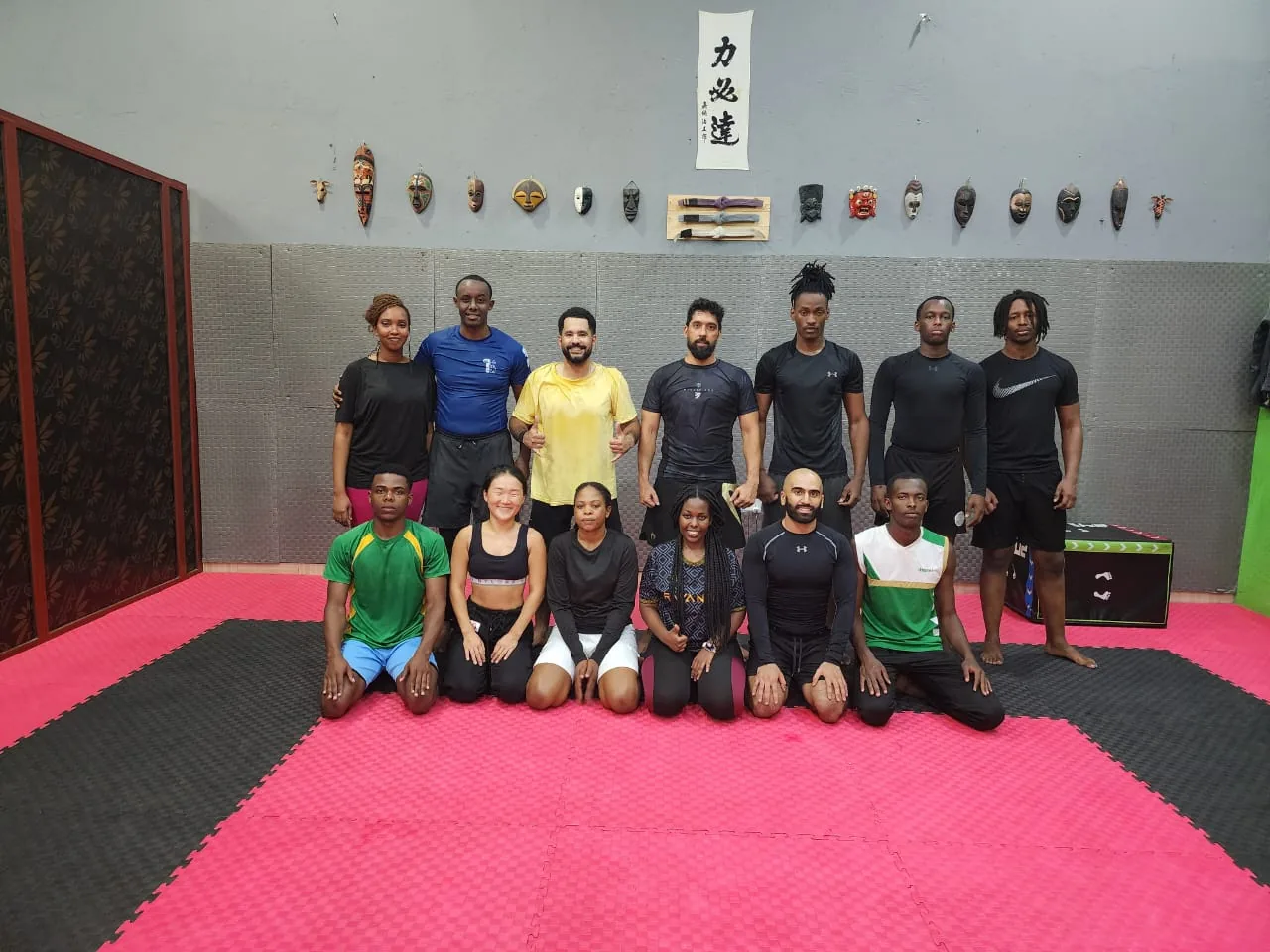 Kigali BJJ class posing after training